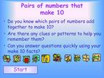 Pairs of numbers that make 10