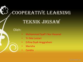 COOPERATIVE LEARNING TEKNIK JIGSAW