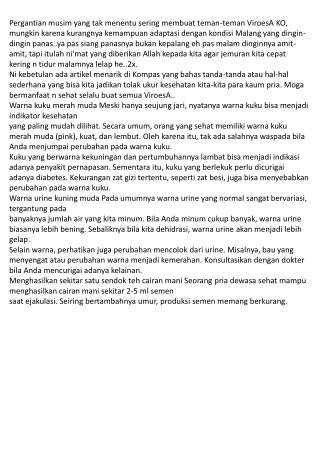 Pergantian musim yang tak menentu sering membuat teman-teman ViroesA KO,