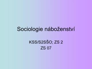 Sociologie náboženství