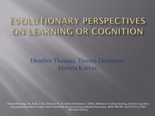 Evolutionary perspectives on learning or cognition