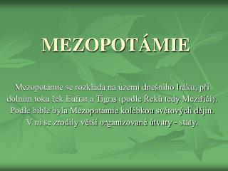 MEZOPOTÁMIE