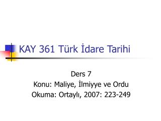 KAY 361 Türk İdare Tarihi