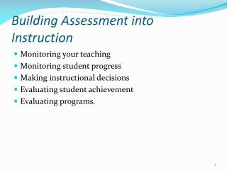 Building Assessment into Instruction