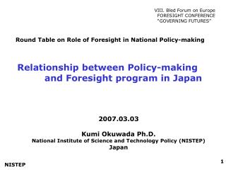 Relationship between Policy-making and Foresight program in Japan