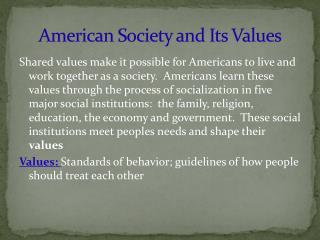 American Society and Its Values