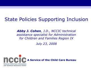 State Policies Supporting Inclusion