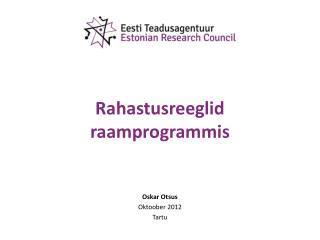 Rahastusreeglid raamprogrammis