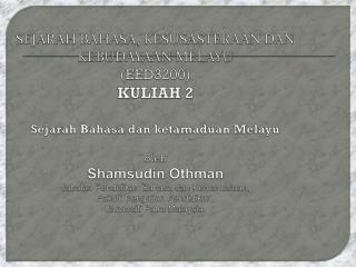 Sejarah Ringkas Bahasa Melayu