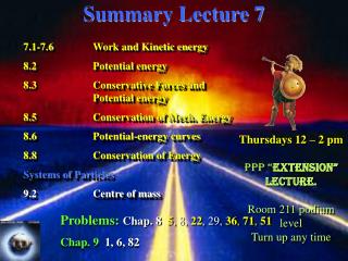 Summary Lecture 7