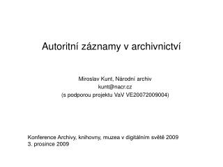 Autoritní záznamy v archivnictví
