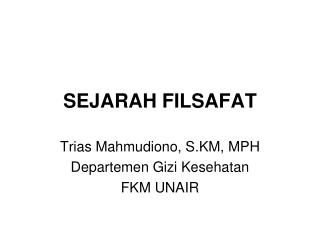 SEJARAH FILSAFAT