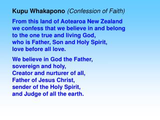 Kupu Whakapono (Confession of Faith)