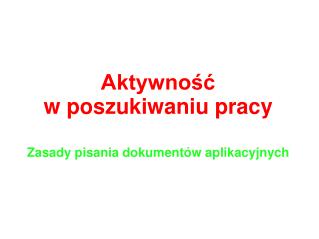 Aktywność w poszukiwaniu pracy