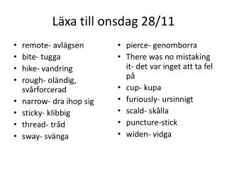 Läxa till onsdag 28/11