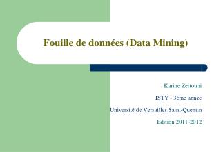 Fouille de données (Data Mining)