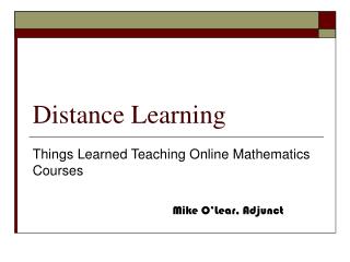 Distance Learning