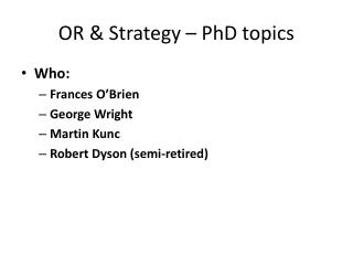 OR &amp; Strategy – PhD topics