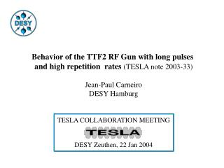 Behavior of the TTF2 RF Gun with long pulses and high repetition rates (TESLA note 2003-33)