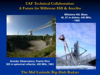 UAF Technical Collaboration: A Future for Millstone Hill &amp; Arecibo