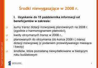 Środki niewygasające w 2008 r.