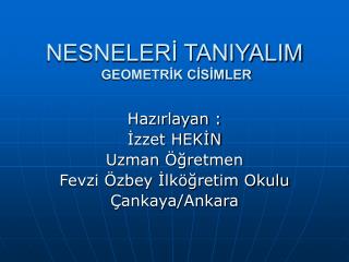 NESNELERİ TANIYALIM GEOMETRİK CİSİMLER