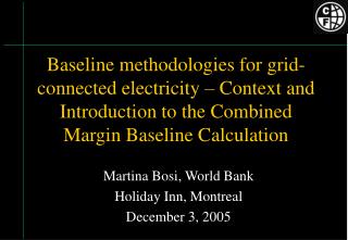 Martina Bosi, World Bank Holiday Inn, Montreal December 3, 2005