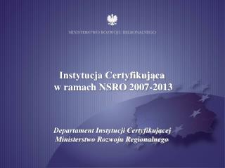 Ministry of Regional Development Certifying Authority Department