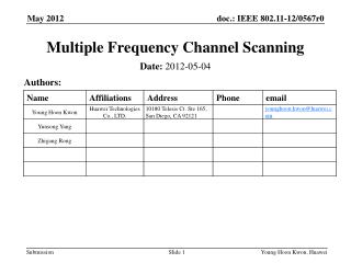 Multiple Frequency Channel Scanning