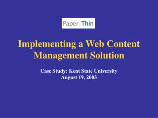 Implementing a Web Content Management Solution