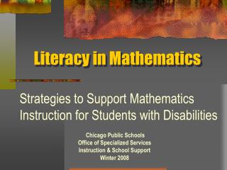 Literacy in Mathematics