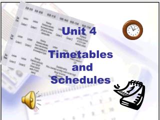 Timetables and Schedules