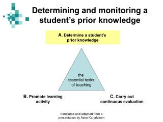 Determining and monitoring a student’s prior knowledge