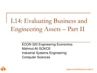 L14: Evaluating Business and Engineering Assets – Part II