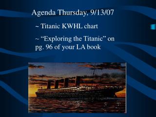 Agenda Thursday, 9/13/07