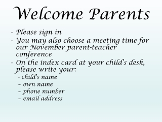 Welcome Parents