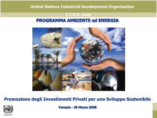 PROGRAMMA AMBIENTE ed ENERGIA Promozione degli Investimenti Privati per uno Sviluppo Sostenibile