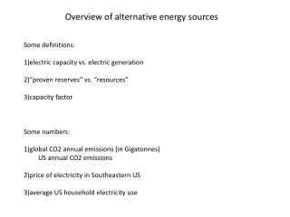 Overview of alternative energy sources