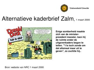 Alternatieve kaderbrief Zalm , 1 maart 2000