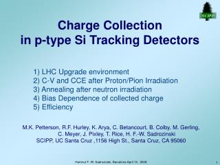 Charge Collection in p-type Si Tracking Detectors