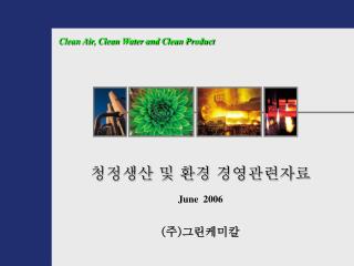 청정생산 및 환경 경영관련자료 June 2006 ( 주 ) 그린케미칼