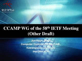 CCAMP WG of the 58 th IETF Meeting (Other Draft)