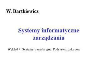 Systemy informatyczne zarządzania