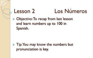 Lesson 2 Los Números