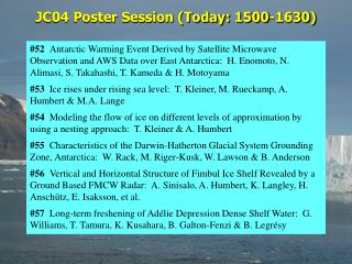 JC04 Poster Session (Today: 1500-1630)