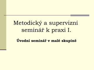 Metodický a supervizní seminář k praxi I.