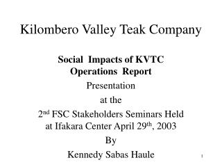 Kilombero Valley Teak Company