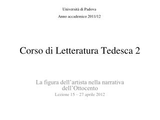 Corso di Letteratura Tedesca 2