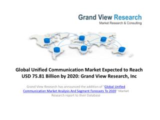 Unified Communication Market Trends and Forecast to 2020