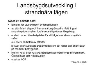 Landsbygdsutveckling i strandnära lägen